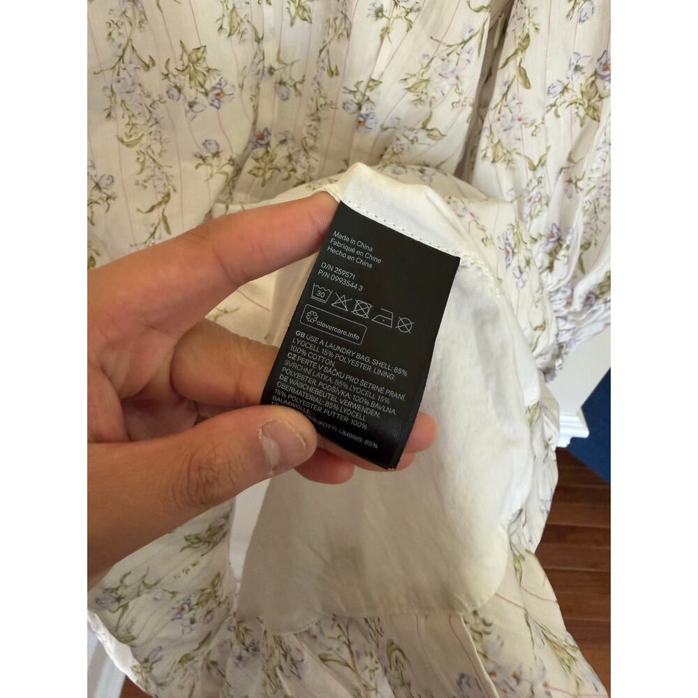 H&M X Brock Collection | Preppy Summer Floral Cottagecore Bubblehem Mini Dress - Picture 6 of 15